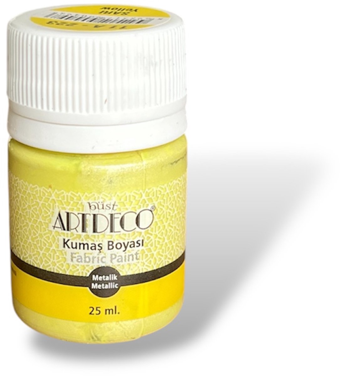 Textielverf 25ml – Wasbare Stoffenverf voor Kleding & Accessoires – Ideaal voor DIY, T-Shirts, Katoen, Canvas – Metaalkleur Geel 