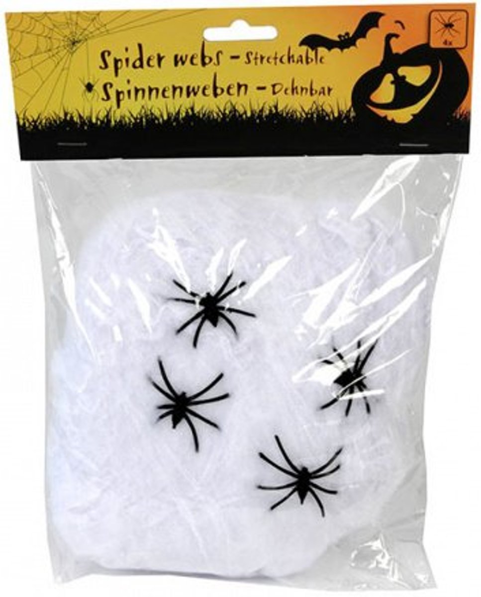 2x Arti Casa Halloween spinnenweb met vier spinnen