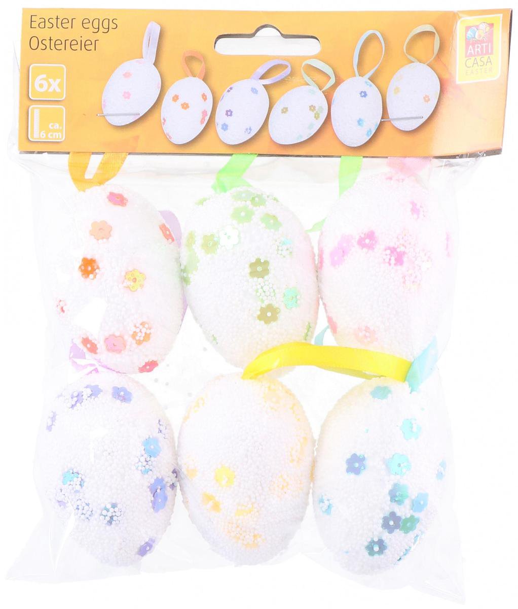 Arti Casa Hangdecoratie Paasei Foam 6 Cm 6 Stuks