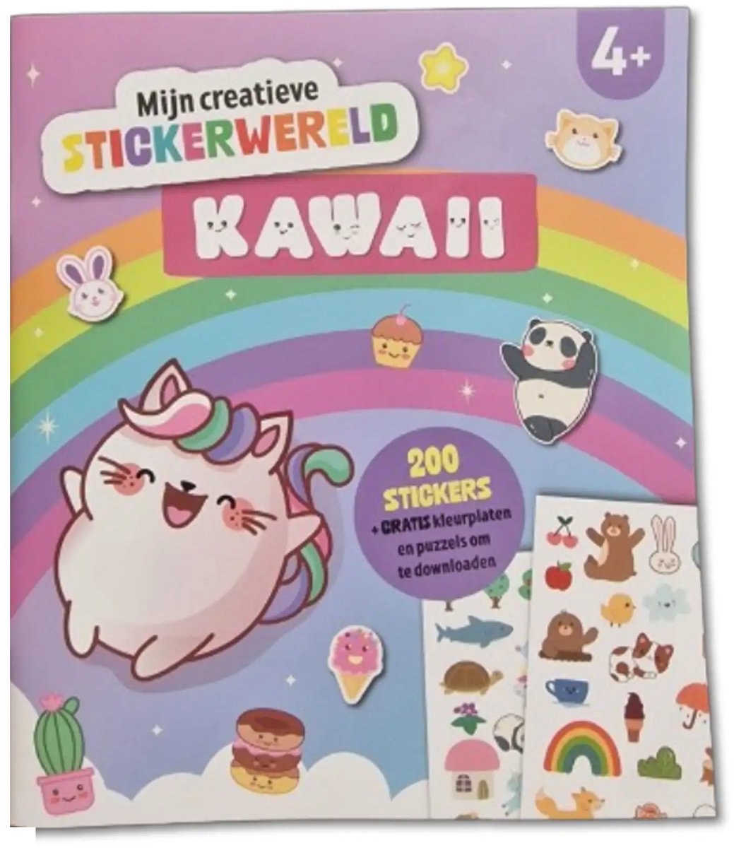 Kawaii Sticker Wereld - A5 formaat - 200 unieke stickers - 15 achtergronden - Met opdrachten