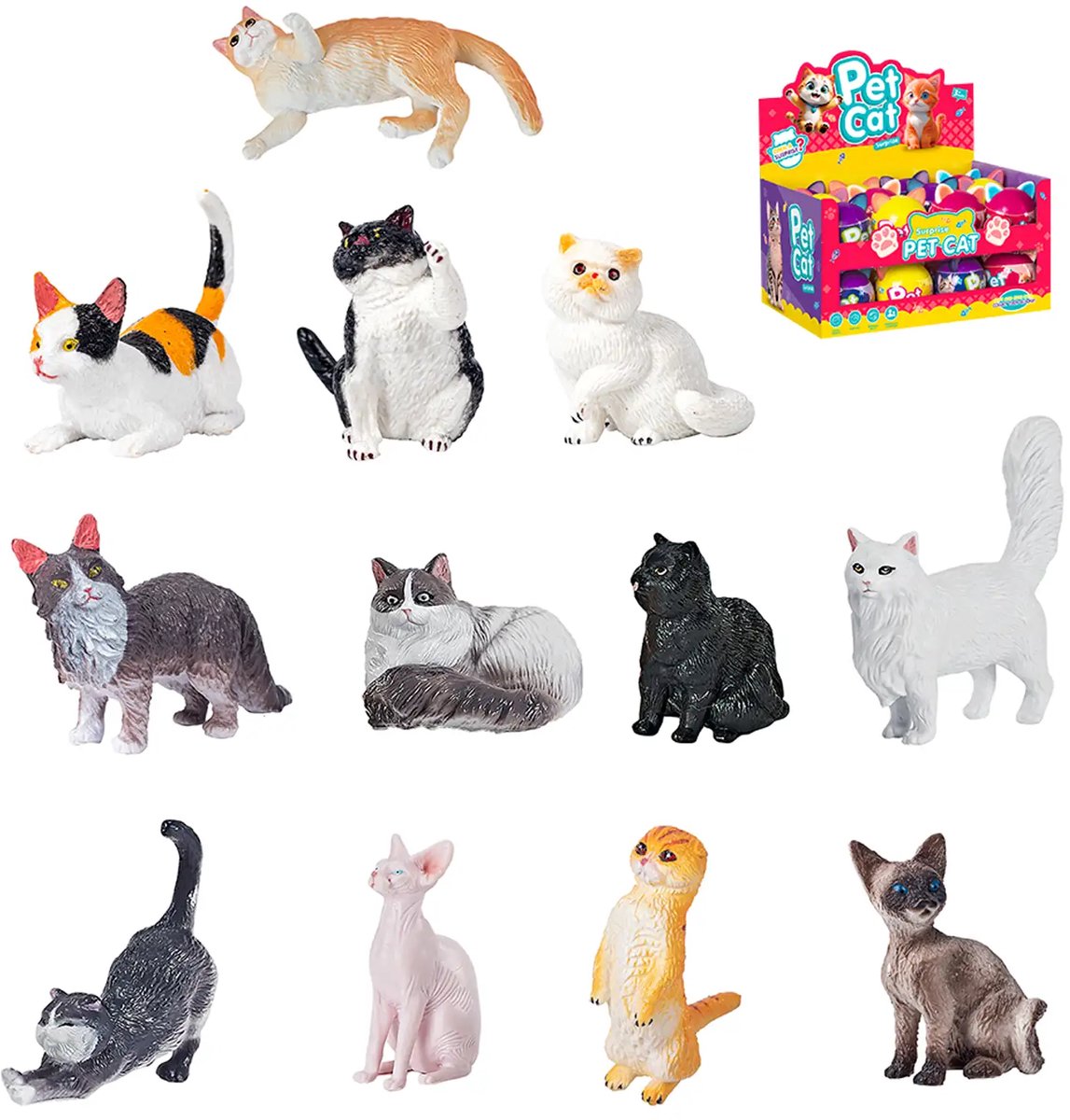 Pet Cat Surprise 6 cm - 1 exemplaar - Verzamel alle katjes - Speelfiguur