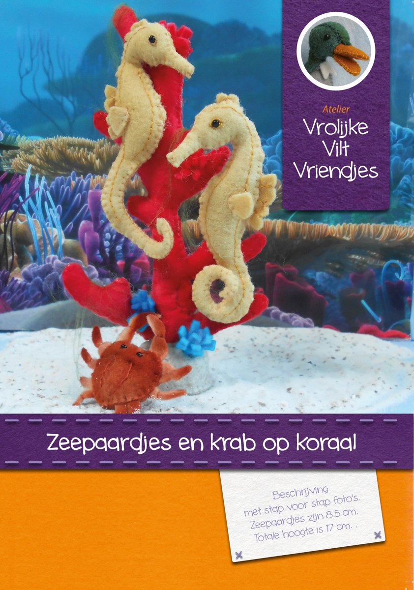 DIY wolvilt pakket: Zeepaardjes met krab op koraal
