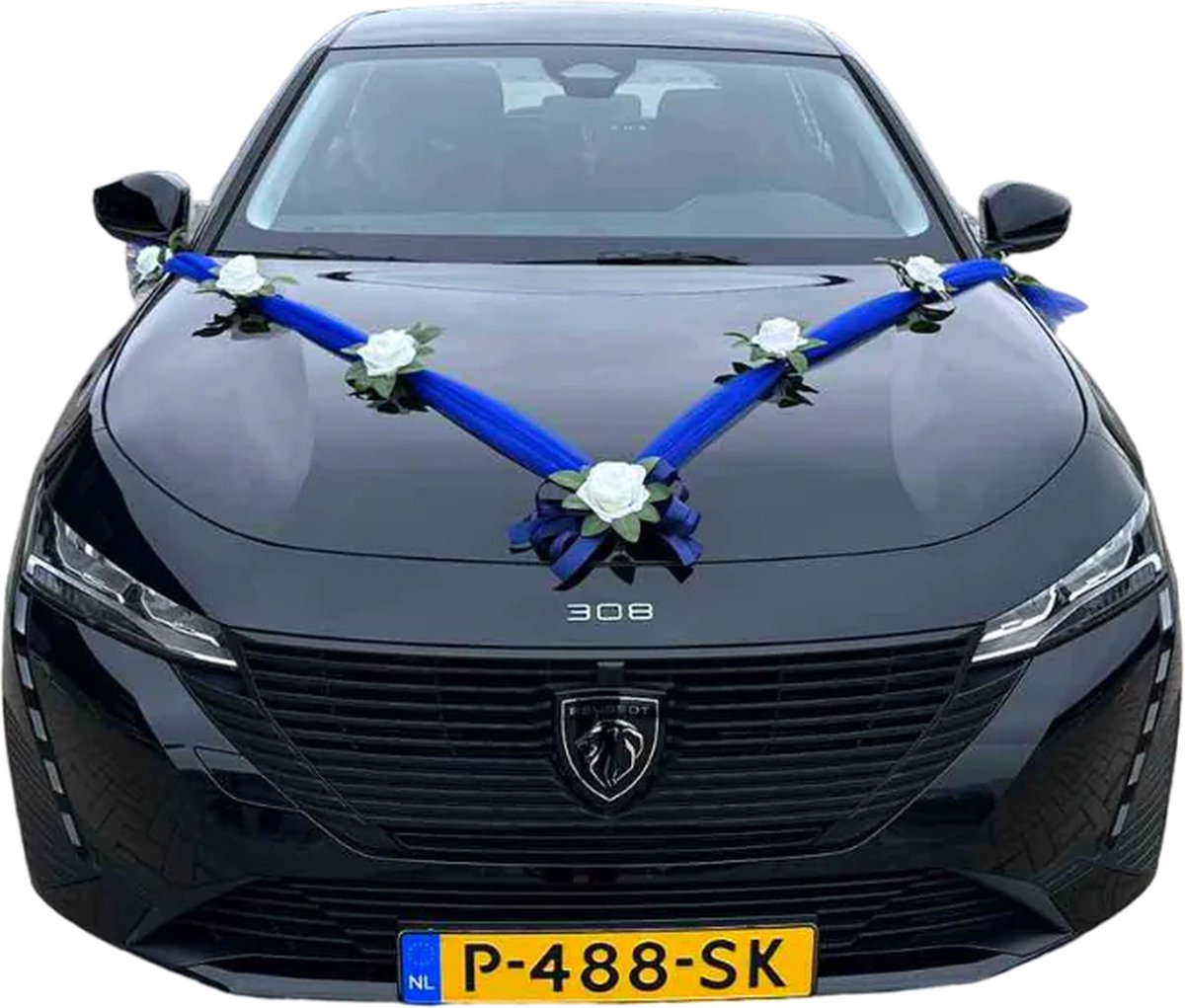 AUTODECO.NL - Luxe trouwauto decoratie Celia - Bruiloft trouwauto versiering decoratie - huwelijks decoratie op de motorkap - bruiloft versiering