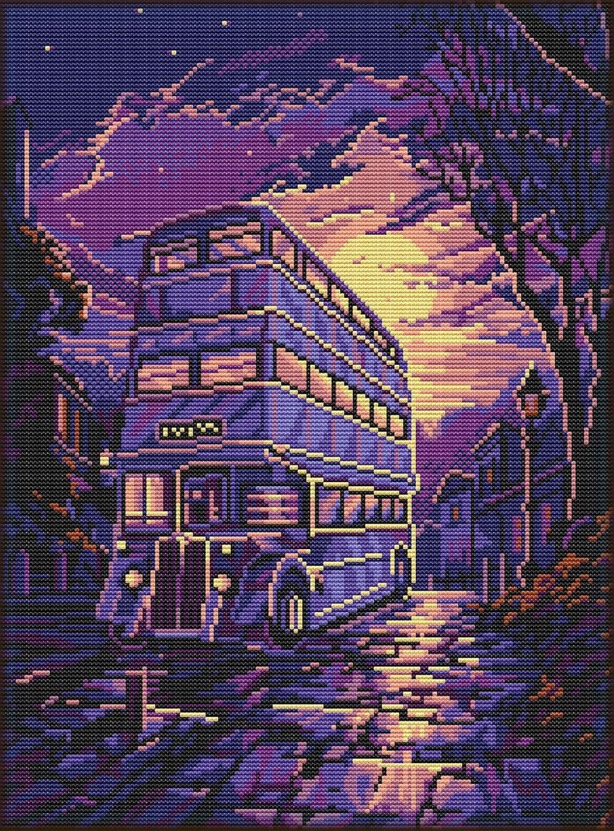 BORDUURPAKKET - De Dubbeldekker - full size cover - APS - telpatroon om zelf te borduren