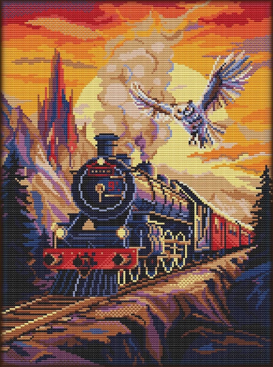 BORDUURPAKKET - De Magische Trein - full size cover - telpatroon om zelf te borduren