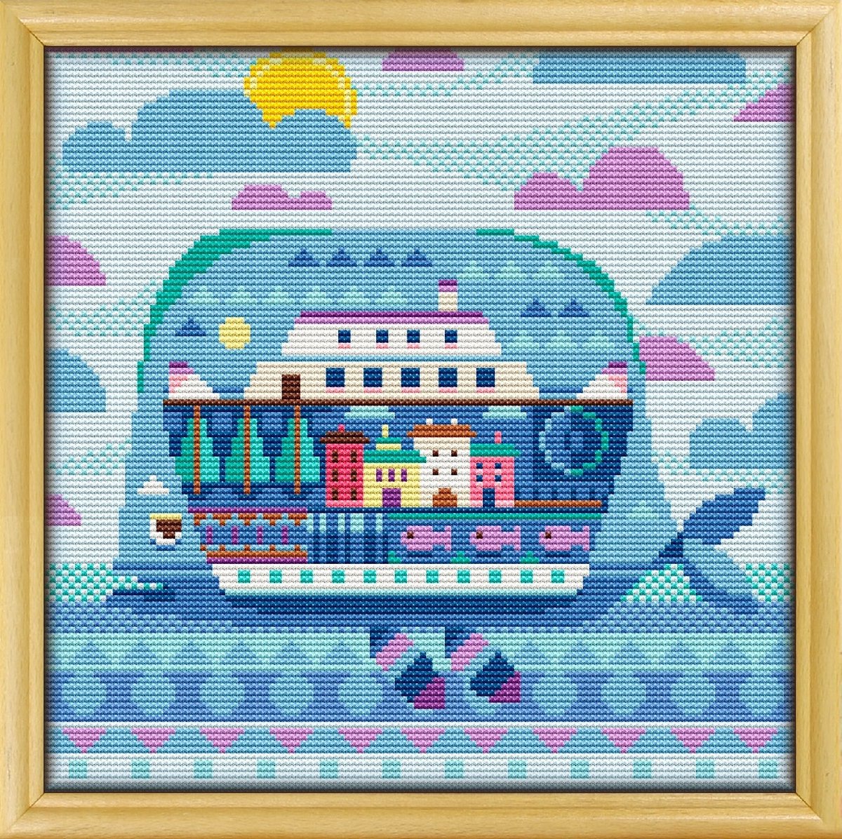 Borduurpakket Mandala - APS - Whale Ship (full size) - Walvisschip - telpatroon om zelf te borduren - geschikt voor beginners
