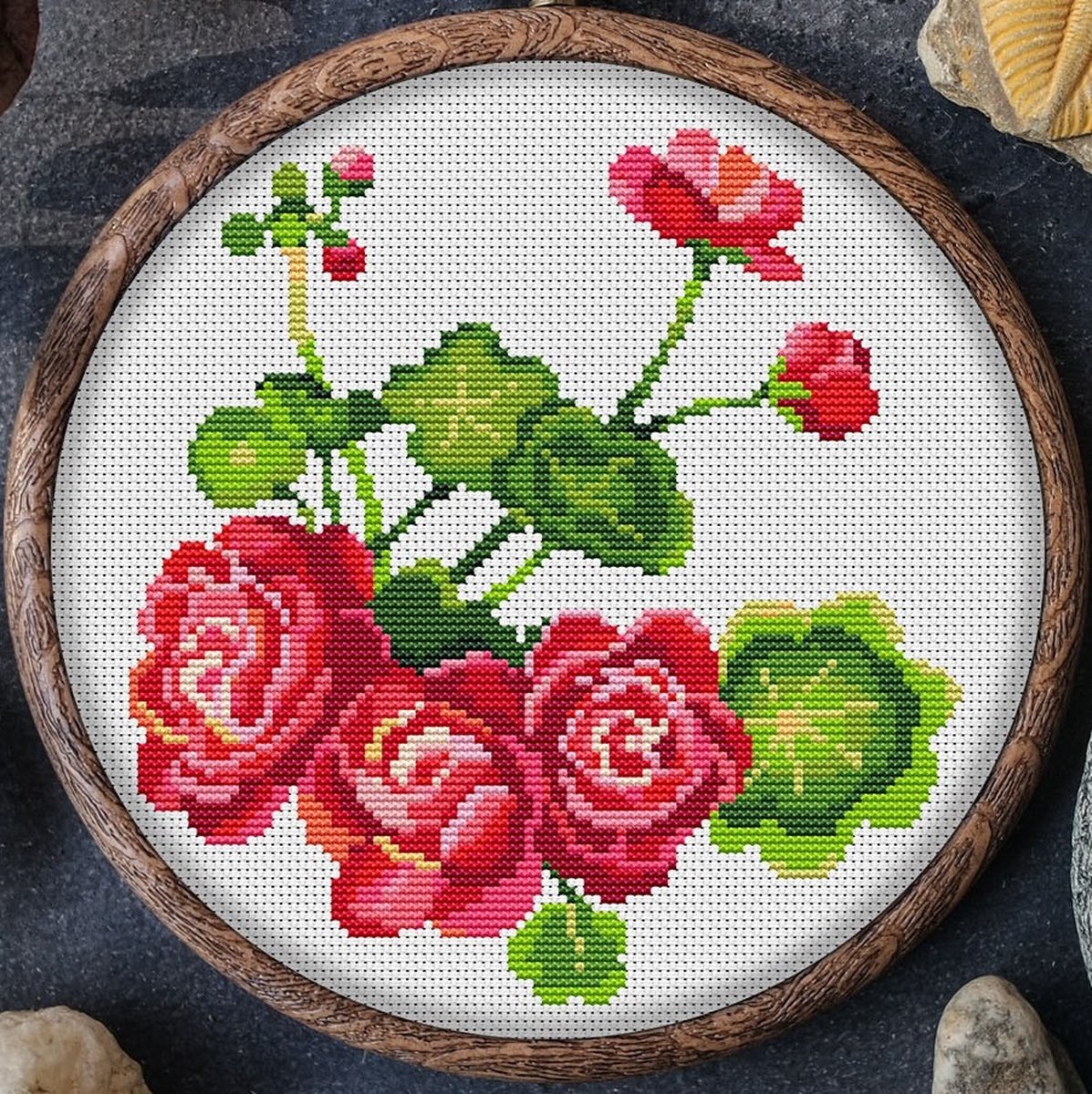Borduurpakket Mandala bloem - Pelargonium Bloem - geschikt voor beginners.