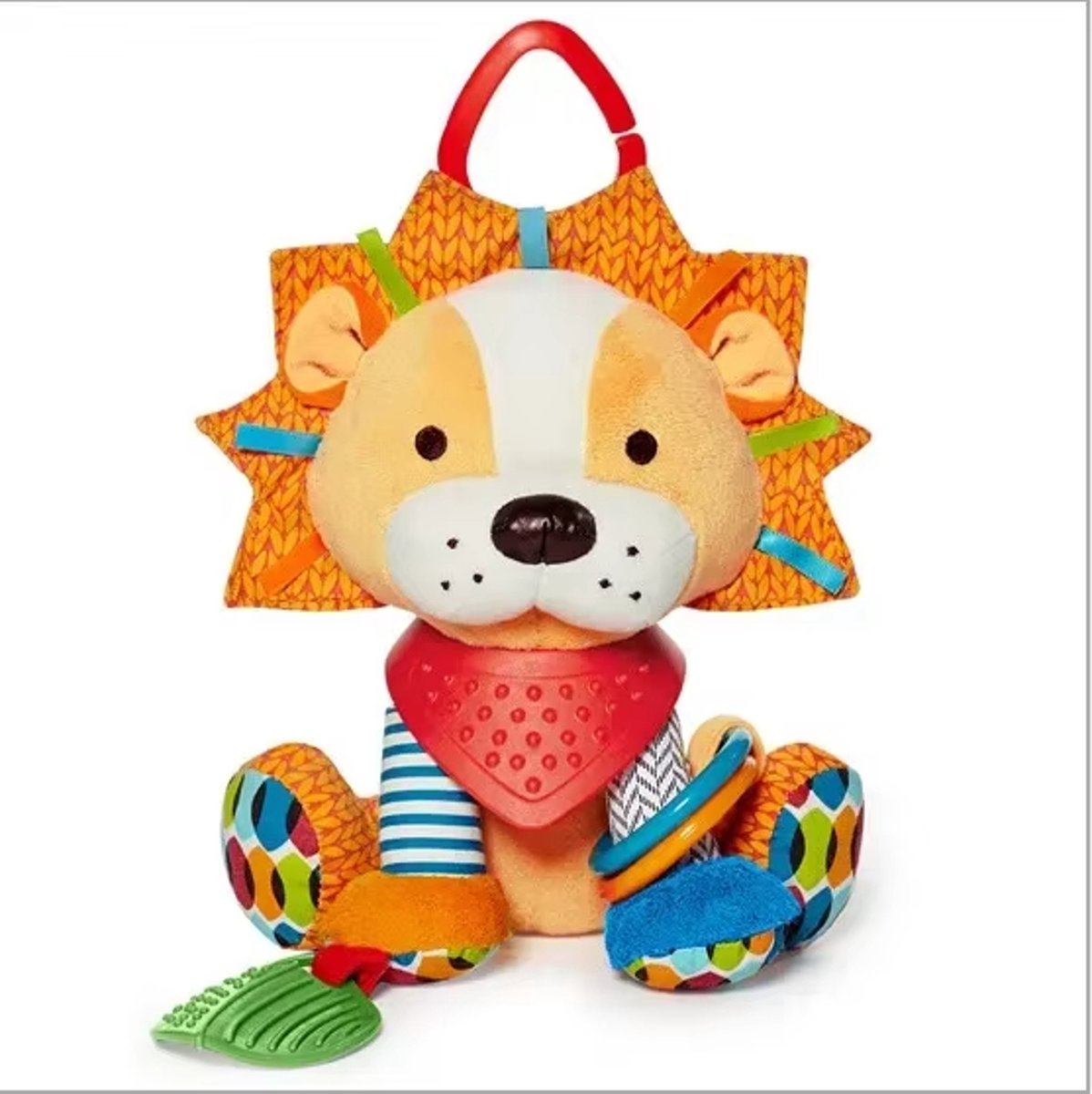 baby rammelaar leeuw - ontdek en leer leeuw - babyknuffel - sensomotorische knuffel - knisper speelgoed