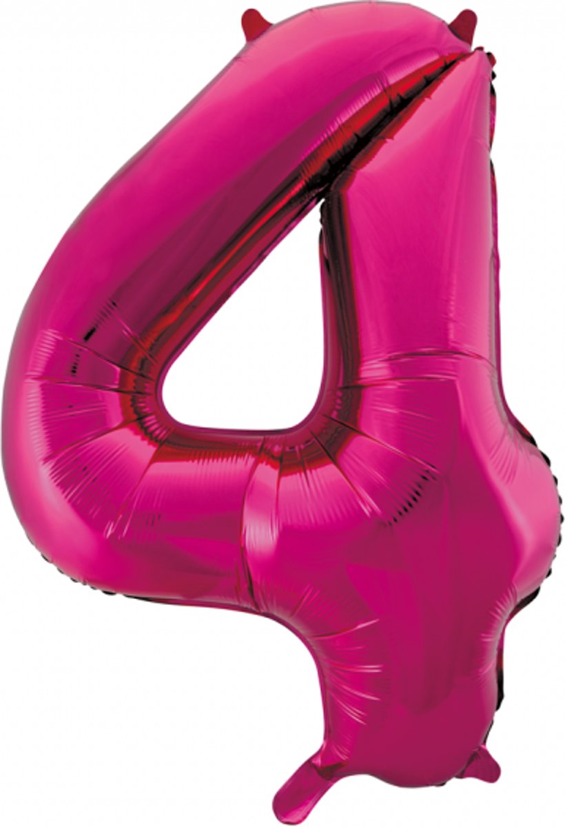 Cijferballon roze 86 cm nummer 4 professionele kwaliteit