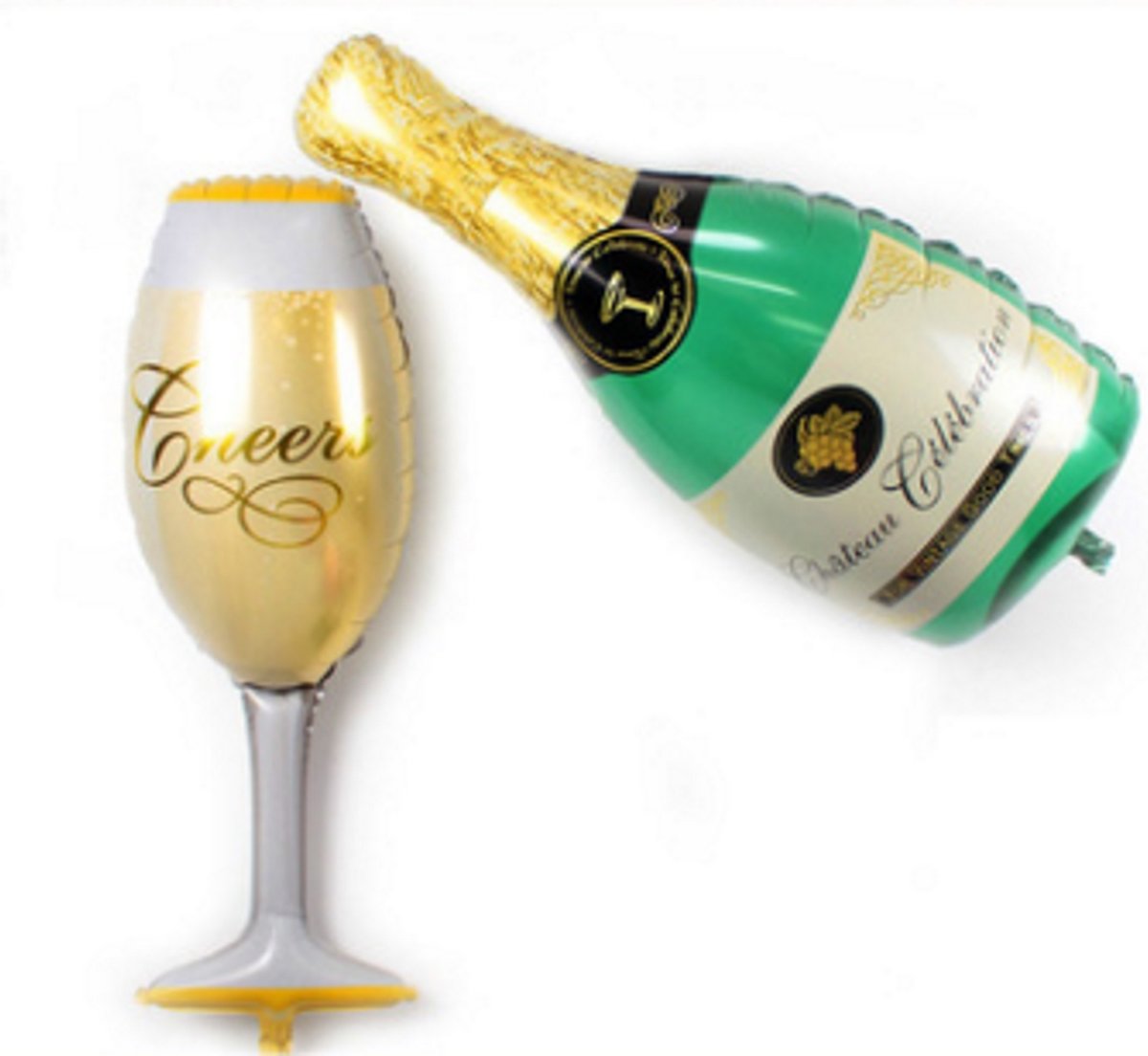 Folie ballon fles champagne met glas 41*99 cm