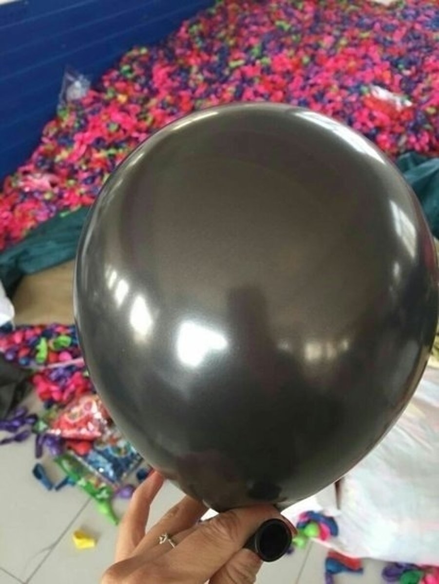 Zwarte parelmoer metallic ballon 30 cm hoge kwaliteit