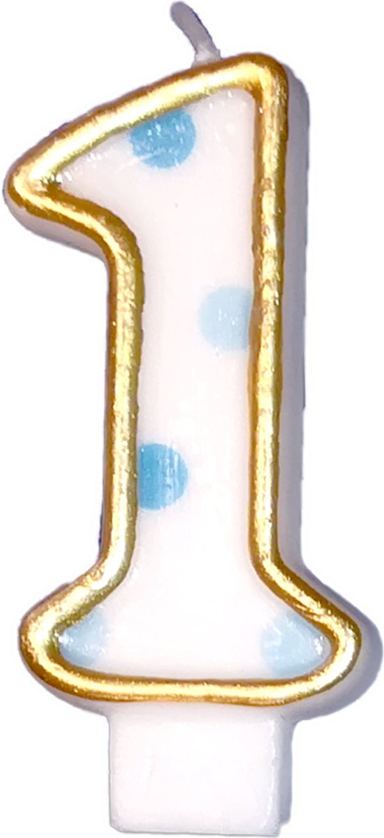kaarsje cijfer 1 blauw