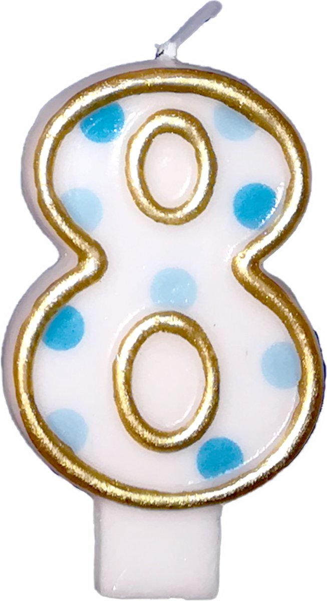 kaarsje cijfer 8 blauw