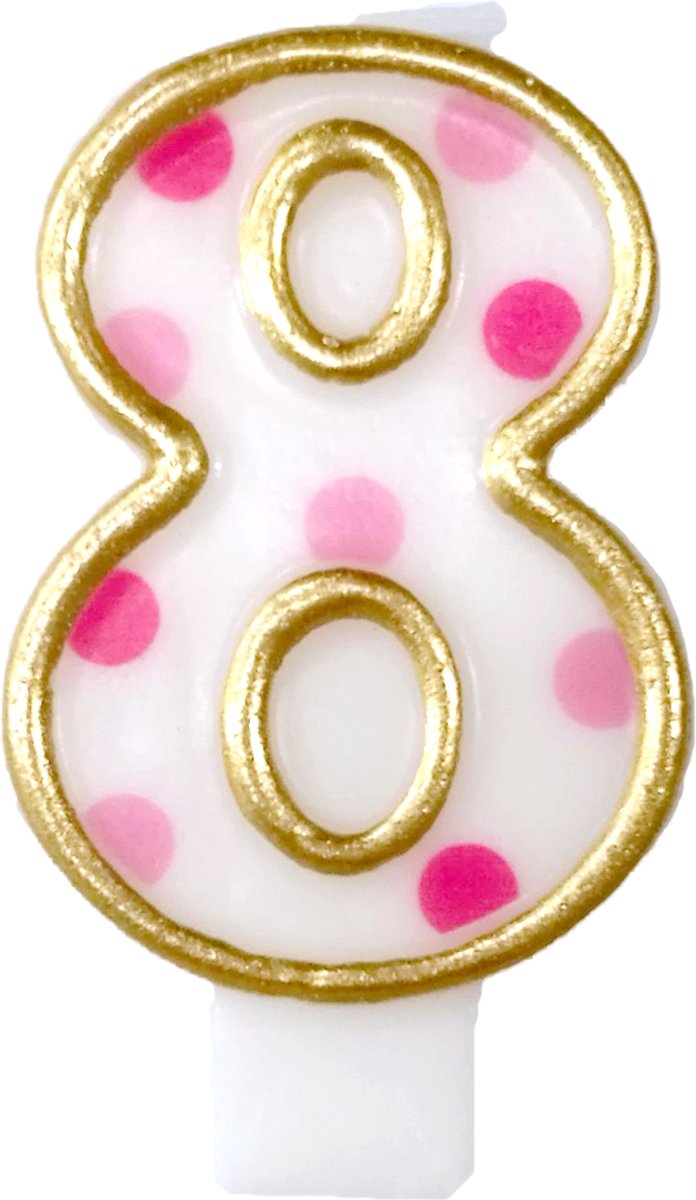 kaarsje cijfer 8 roze