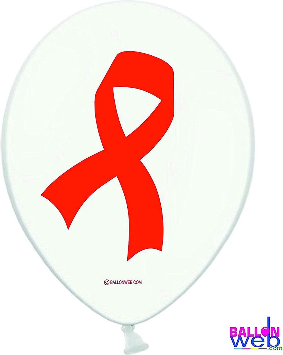 25 x rood lint (aids)  ballonnen * Ø 33cm Quality Pro ballonnen