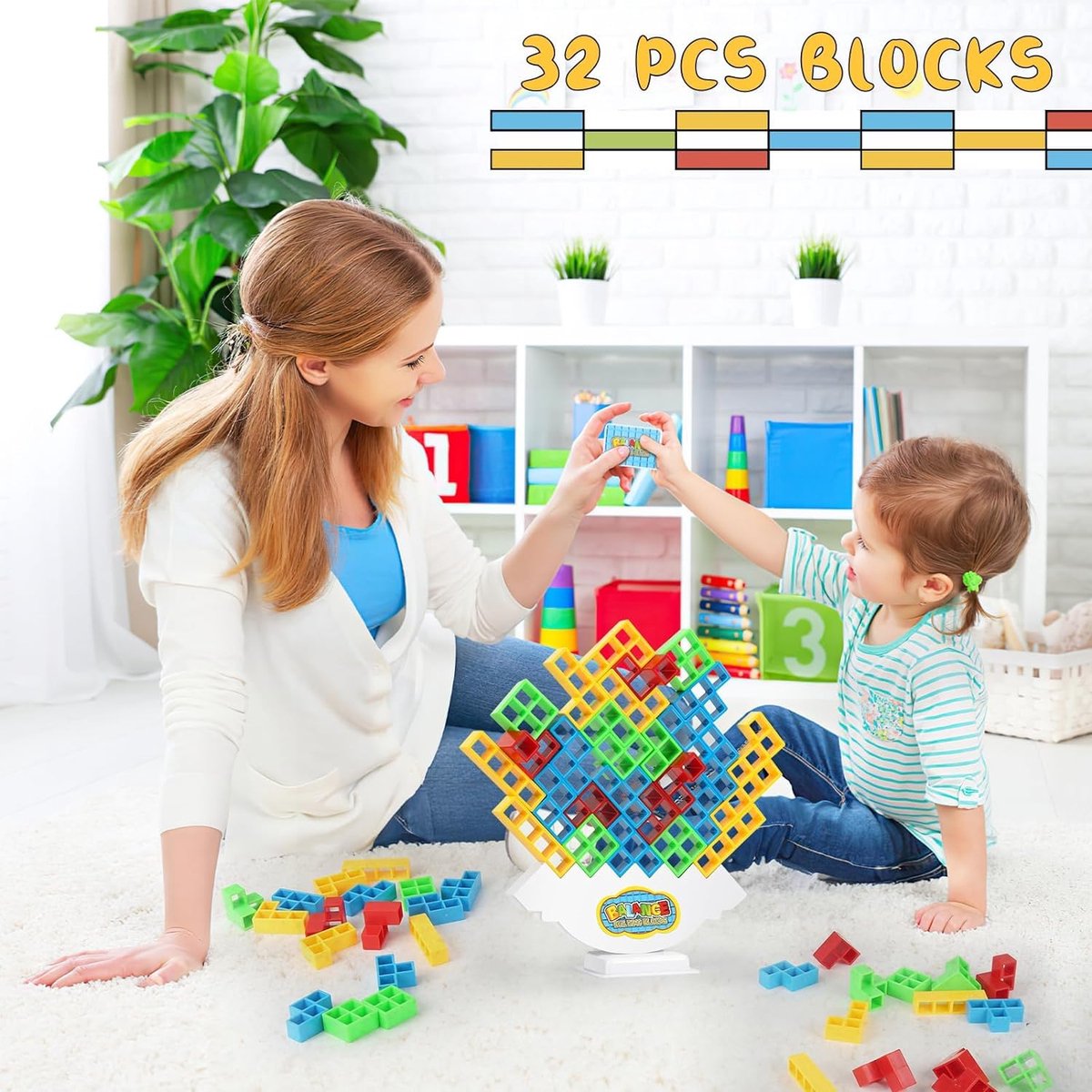 Tetris Tower Balance Game - Stapelblokken voor 2 spelers - Vroege ontwikkeling