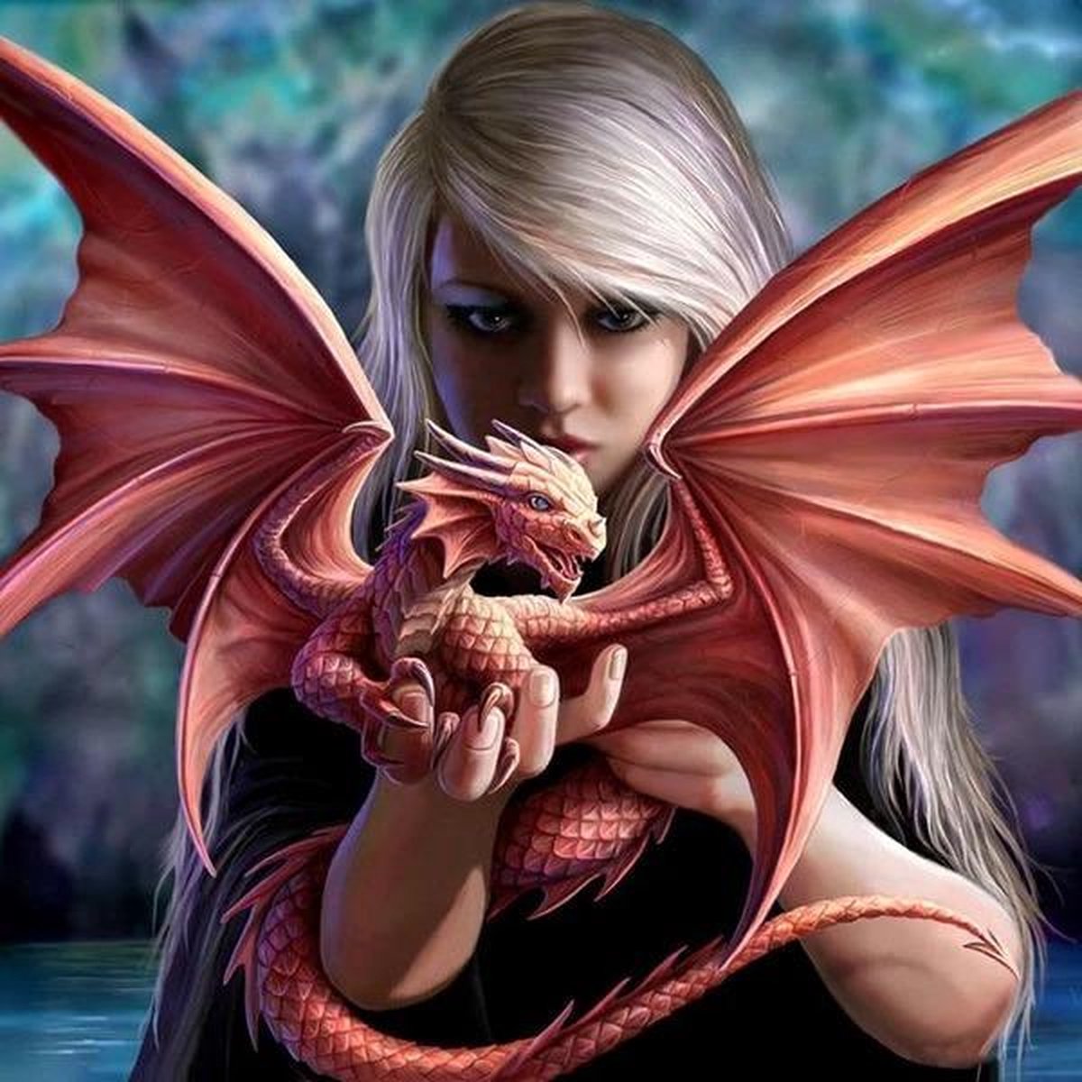 Diamond painting de luxe 40x40 cm - Drakenvrouw