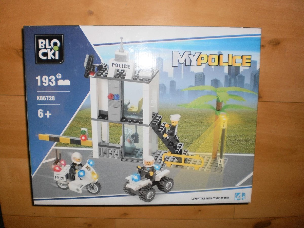 Blocki Bouwstenen Politiebureau met 2 Voertuigen