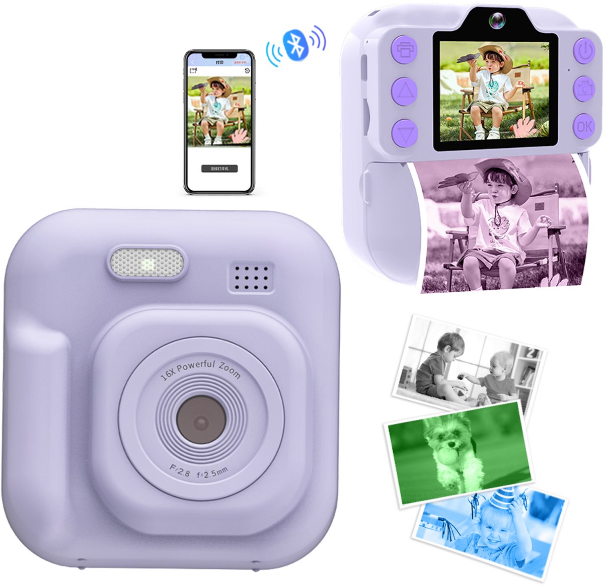 4 IN 1 Digitale Kindercamera - HD 1080P - camera kinderen - Vlogcamera met games - Klein Formaat Speelgoed - Met videofunctie - Paars
