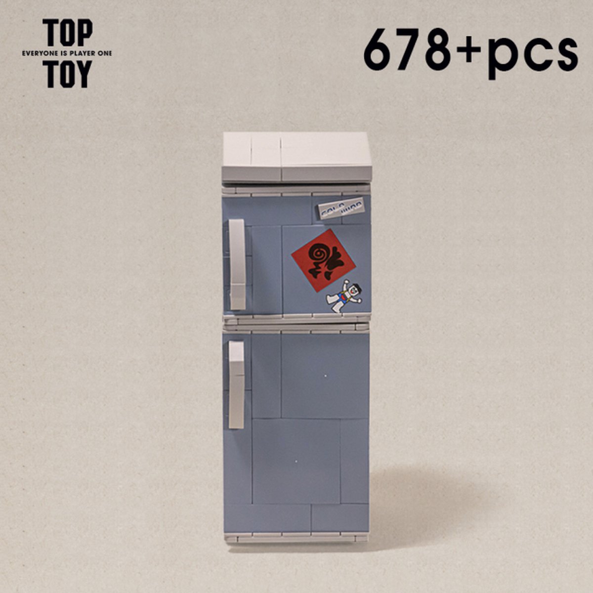 Klassieke Bricks Retro Vintage Koelkast MOC Decoratie 678 pcs -Compatible met grote merken-