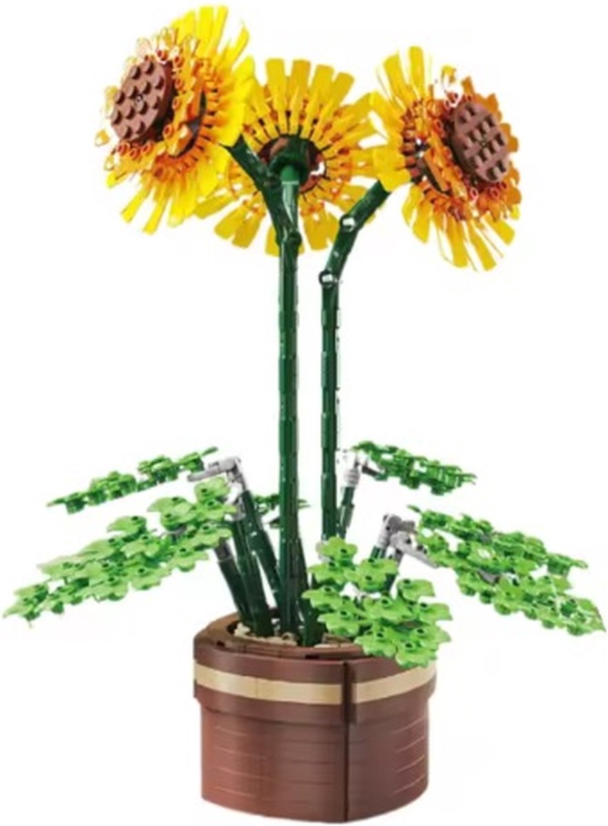 bricksNblocks Zonnebloem bloemen bouwblokjes - Compatible met Lego - 886 blokjes