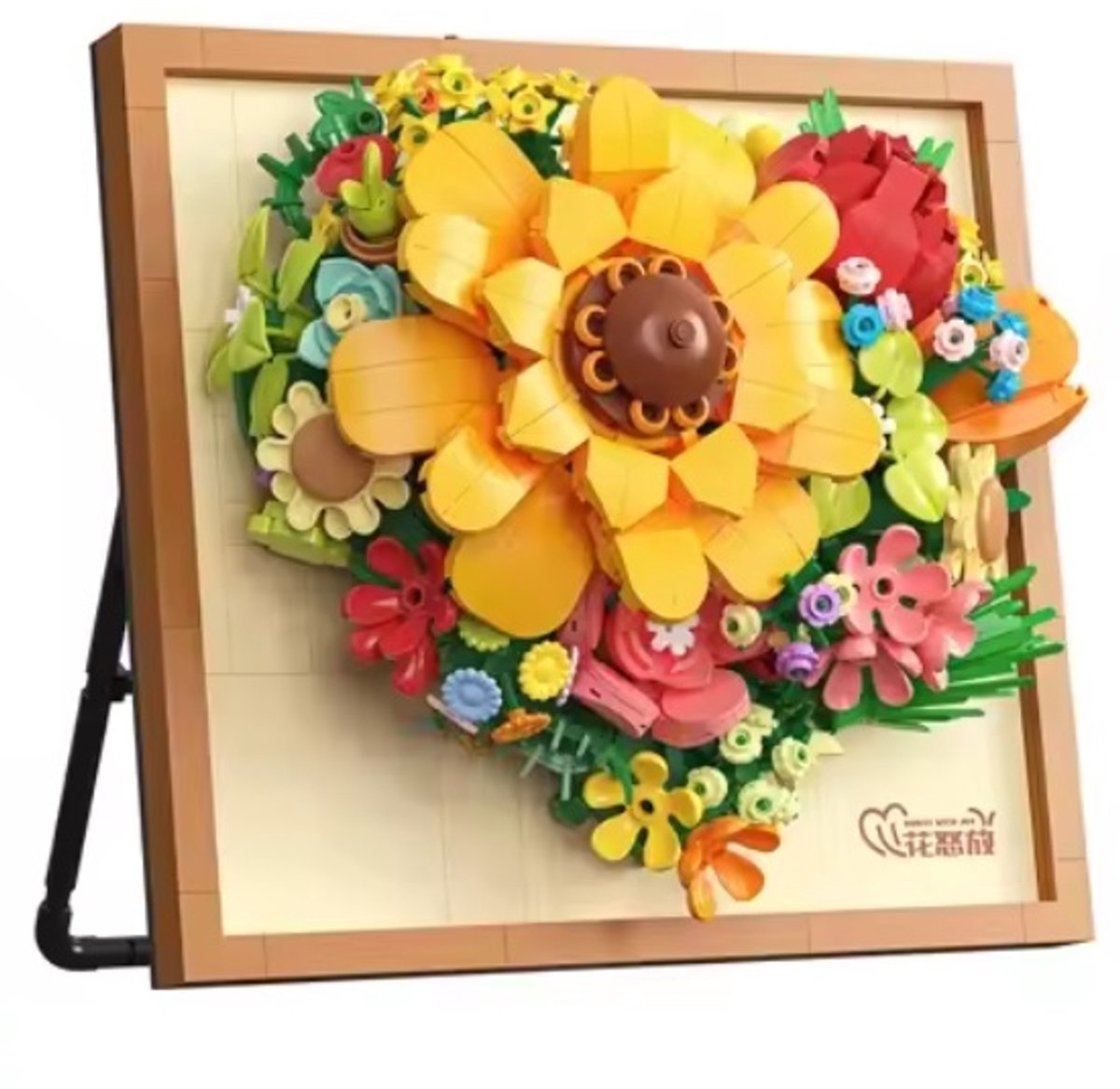 mini bouwblokjes 3D fotolijstje - 718 mini bouwblokjes - kleiner dan L.go - bloemen in fotolijst bouwblokjes set - 3D fotoslijst bouwpakket