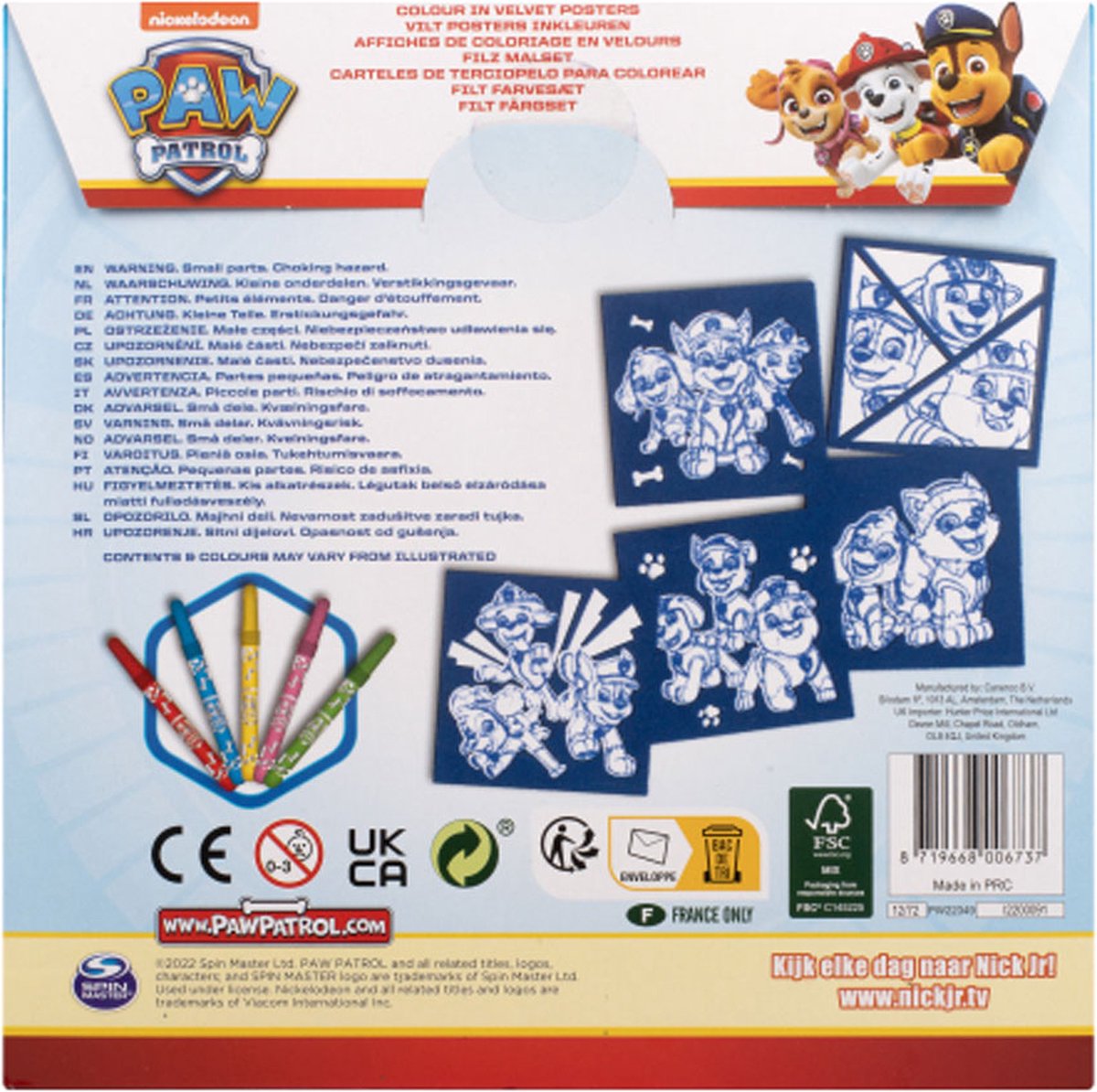 PAW Patrol Viltkleuren 18x18 cm