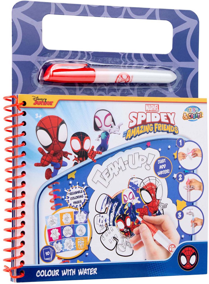 Spidey Waterkleurboek - Marvel - Kleurboek - Spiderman - Knutselen - knutselen voor kinderen - Kleuren met water