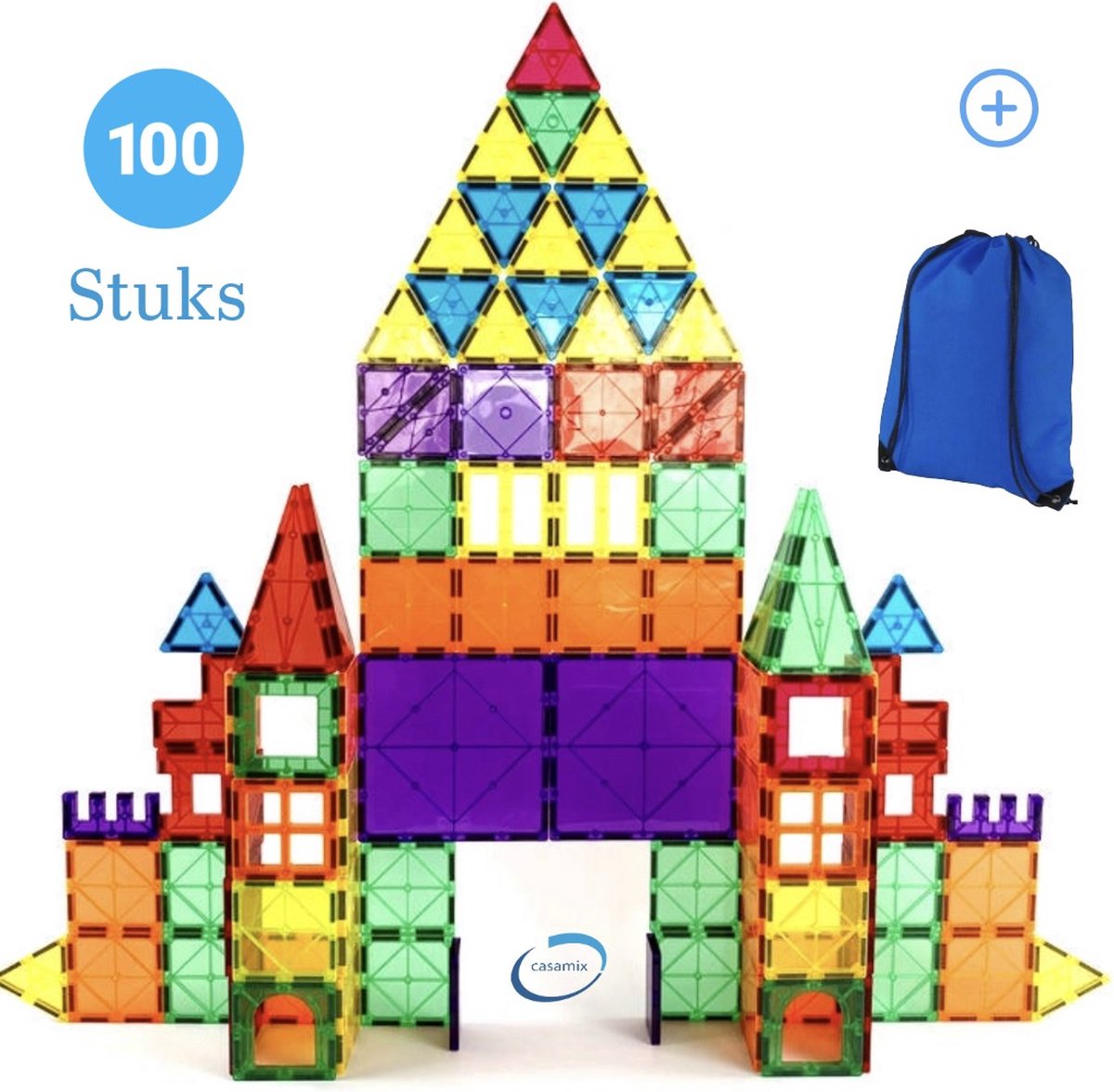Magnetisch Speelgoed bouwblokken– 100 stuks - Constructie speelgoed - Magnetische tegels - Magnetic toys - Magnetische bouwstenen - Speelgoed Kinderen- Casamix