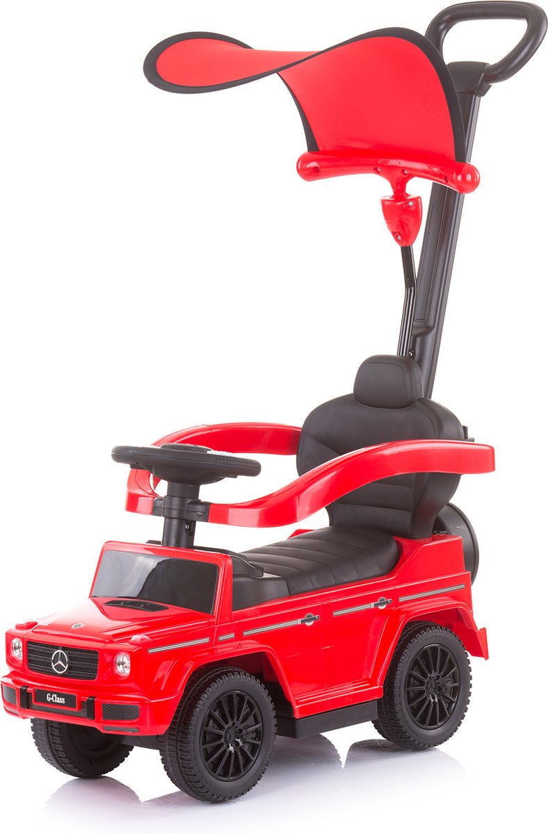   Mercedes G350 rood, 3 in 1 met duwstang en luifel