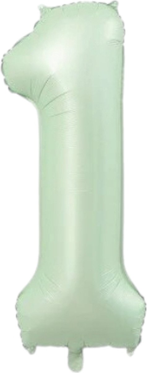 Folieballon cijfer 1 - mintgroen - 80cm