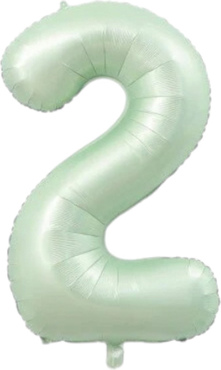 Folieballon cijfer 2 - mintgroen - 80cm