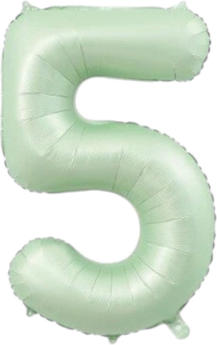 Folieballon cijfer 5 - mintgroen - 80cm