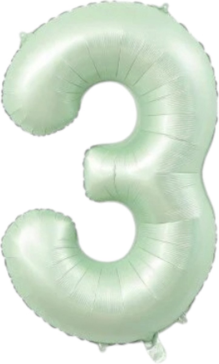 Folieballon mintgroen cijfer 3 80 centimeter
