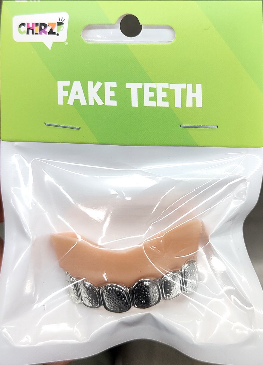 Nepgebit - fake teeth - gebit goud/zilver - carnavals tanden - zilver gebit - zilveren tanden - foute party tanden - halloween tanden - fopgebit