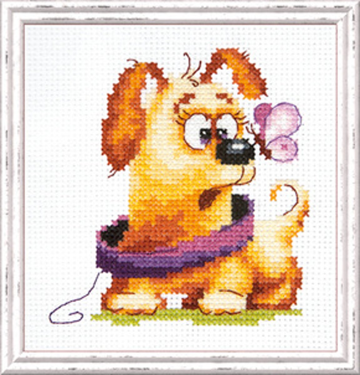 Borduurpakket Hondje Met Vlinder - Chudo Igla