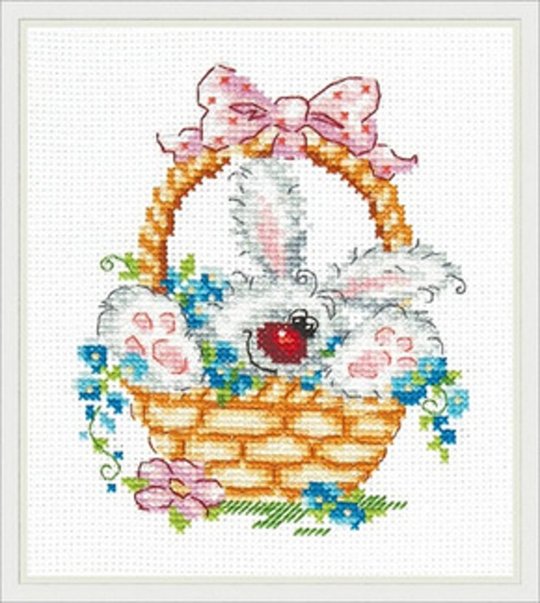 Borduurpakket Konijn In Mandje - Chudo Igla