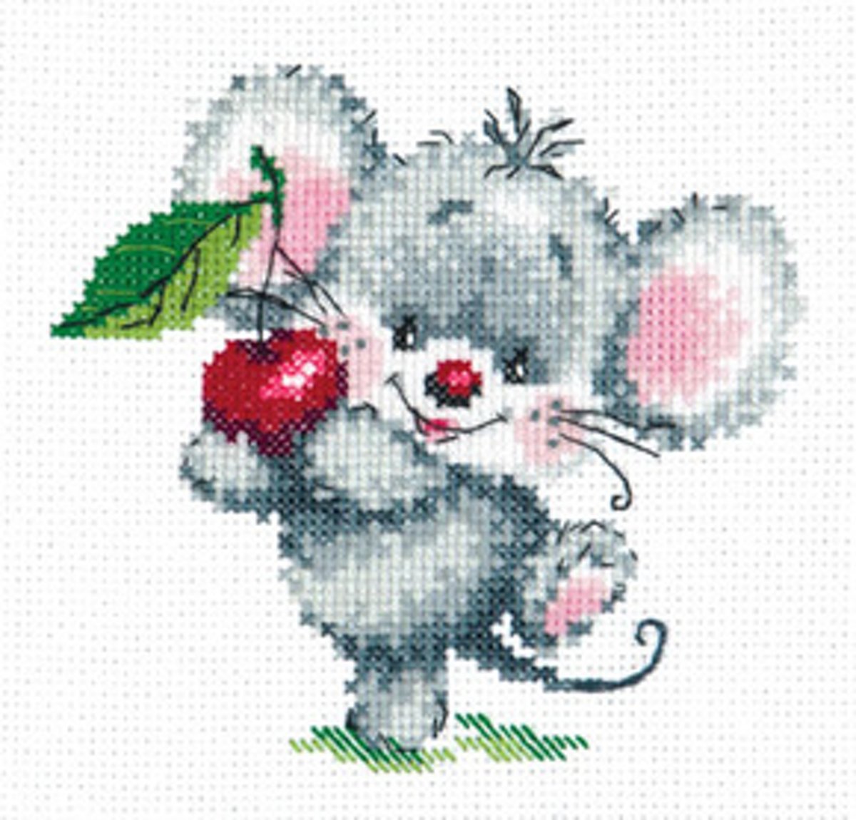 Borduurpakket Muisje Met Kers - Chudo Igla