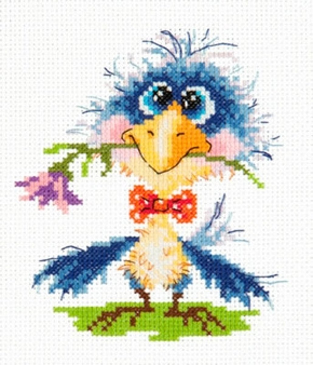 Borduurpakket raaf met bloem