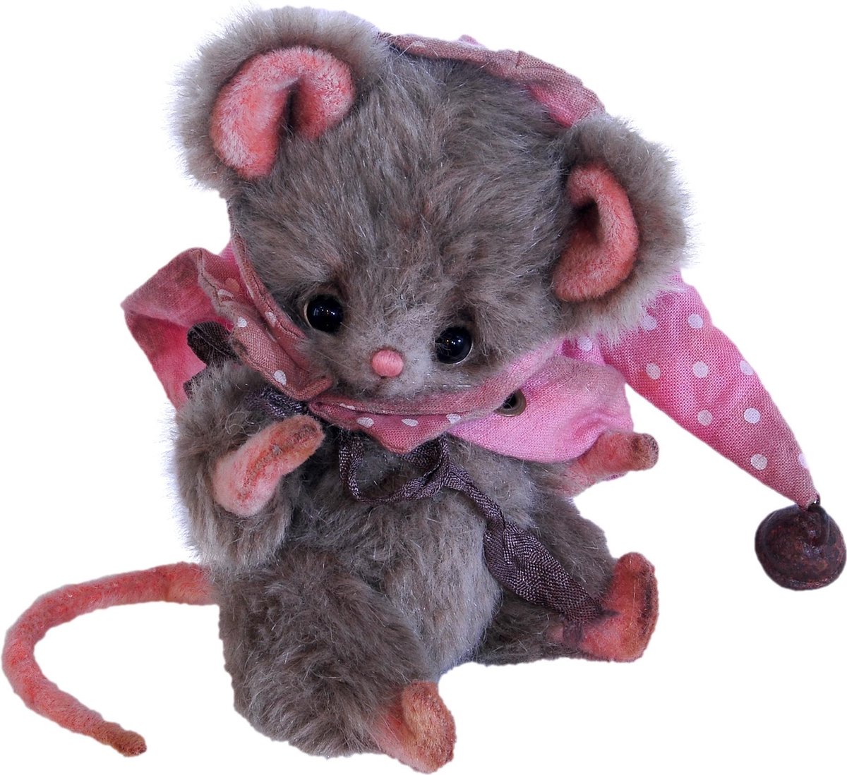 Clemens Knuffelmuis Lucy Junior 15 Cm Pluche Grijs/roze