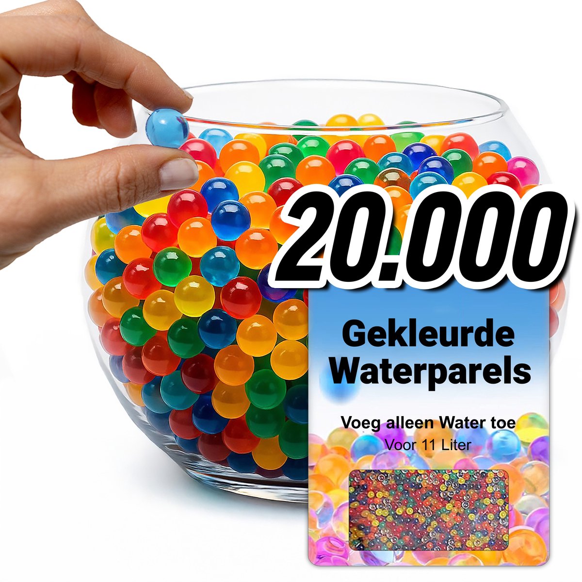 Waterparels Mix Gekleurd - Waterabsorberende Balletjes - Gelballetjes - 20.000 Stuks - 100g - Voor 11 Liter