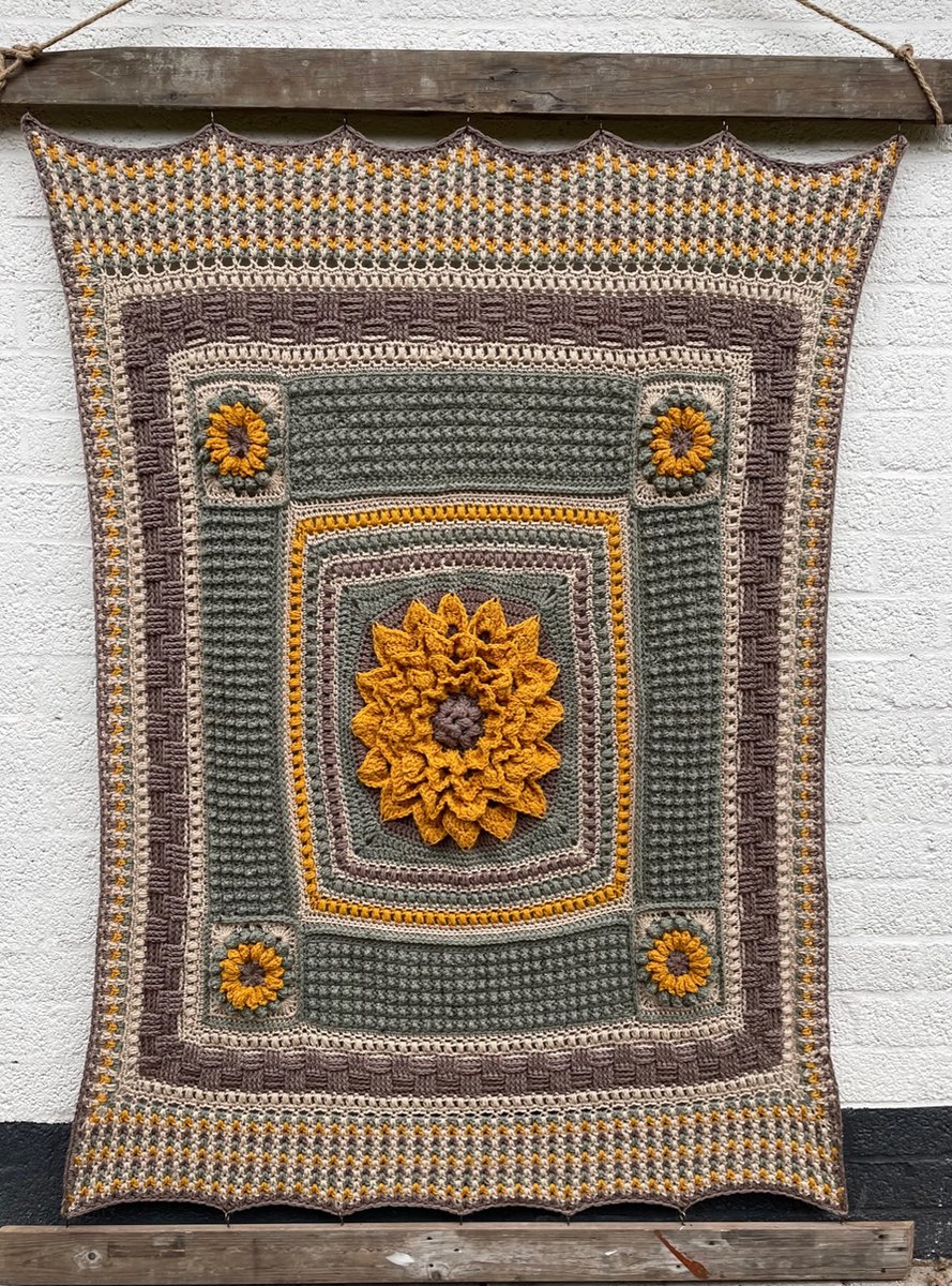 HAAKPAKKET PLAID/WANDKLEED TOURNESOL-HAKEN-ZONNEBLOEM-WOL-GAREN.