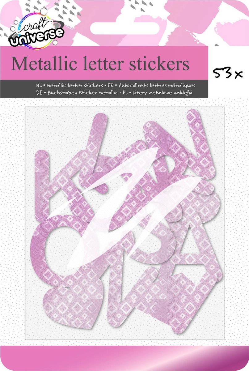 Craft Universe Stickers Metallic Letter Folie Roségoud 53 Stuks