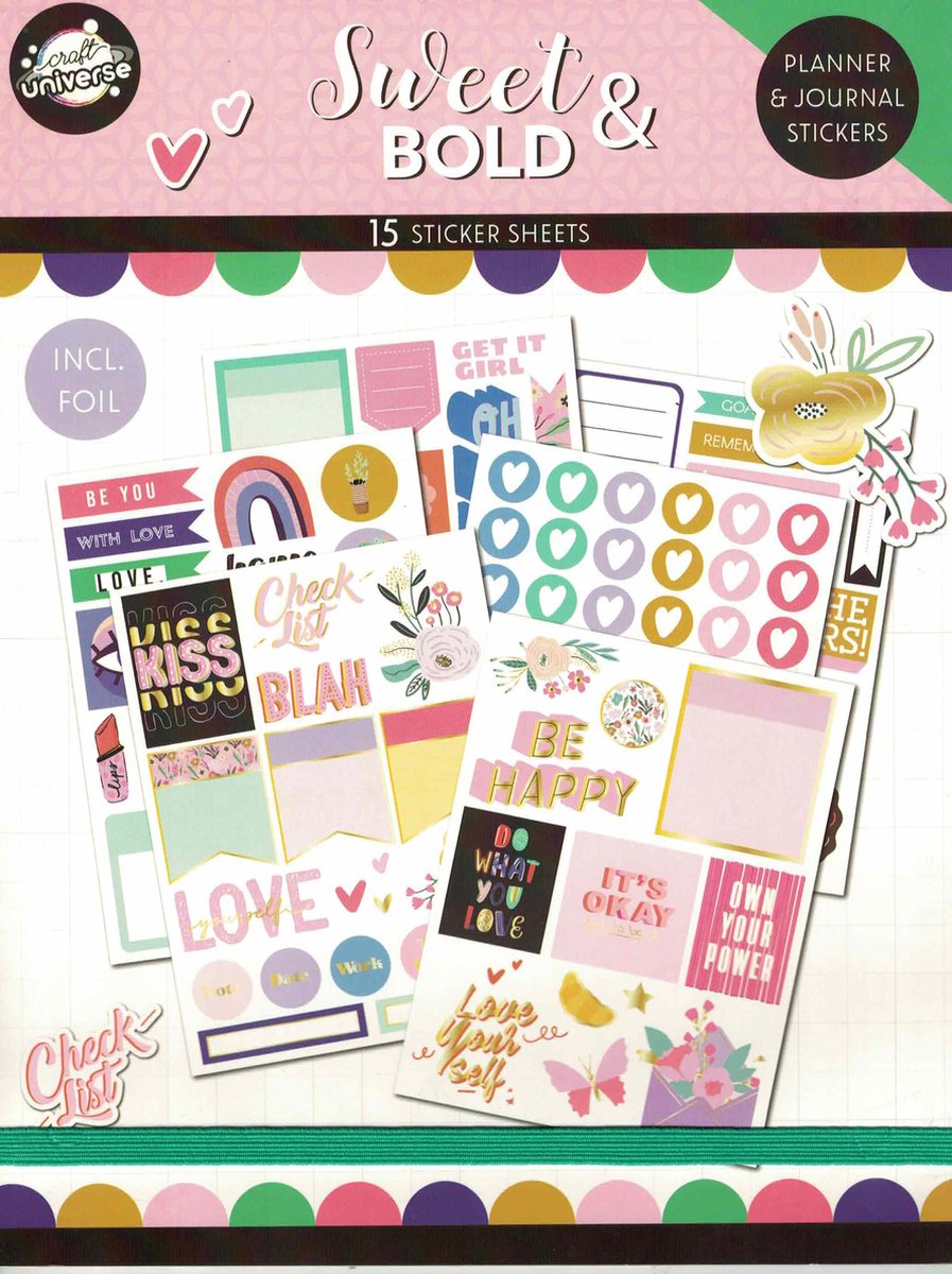 Stickerboek - Sweet & Bold - Planner & Journal Stickers - Agendastickers - kalenderstickers -Journal stickers Deluxe - Planner stickers voor agenda - Bullet journal producten - Stickers volwassenen - Kado vrouwen - Bullet journal accesoires