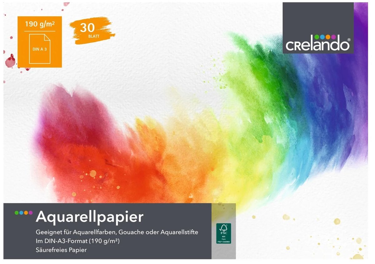 Crelando Aquarelpapier A3 - 190 gsm - 30 vellen