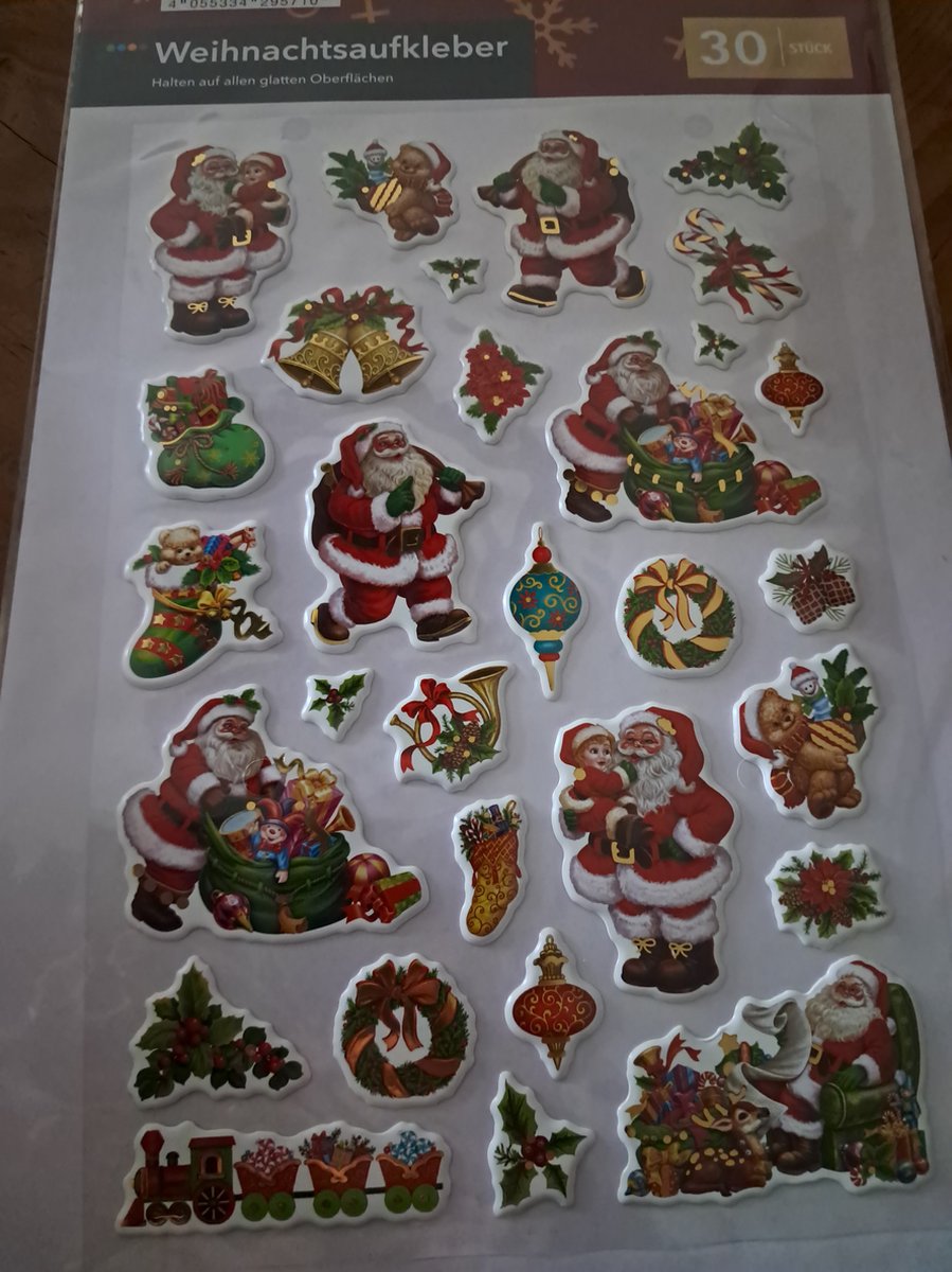 Crelando Kerststickers 30 stuks - Kerstman - Decoratie