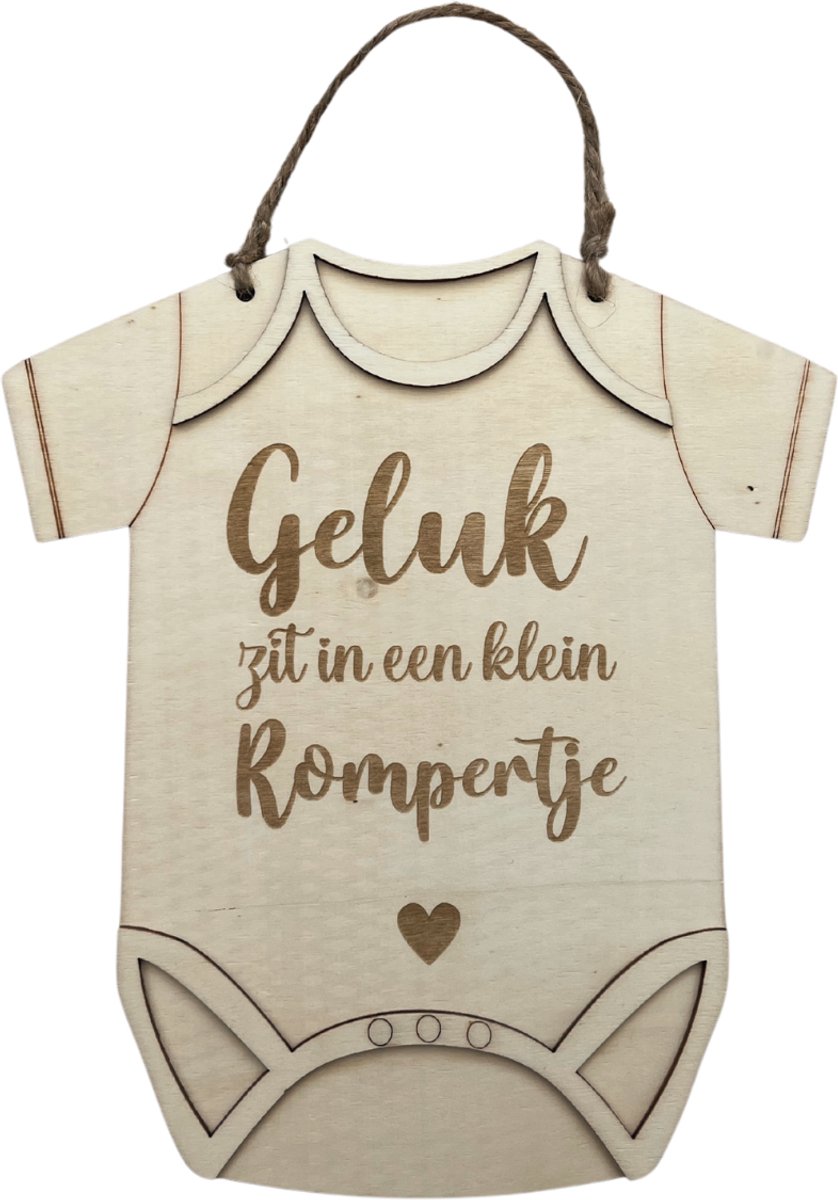 Houten Romper Geluk Zit in een Klein Rompertje – Een Betekenisvolle Zwangerschapsaankondiging