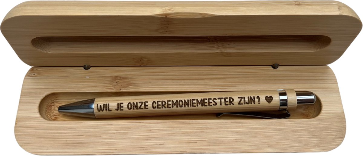 houten pen in luxe pennendoos ceremoniemeester cadeau