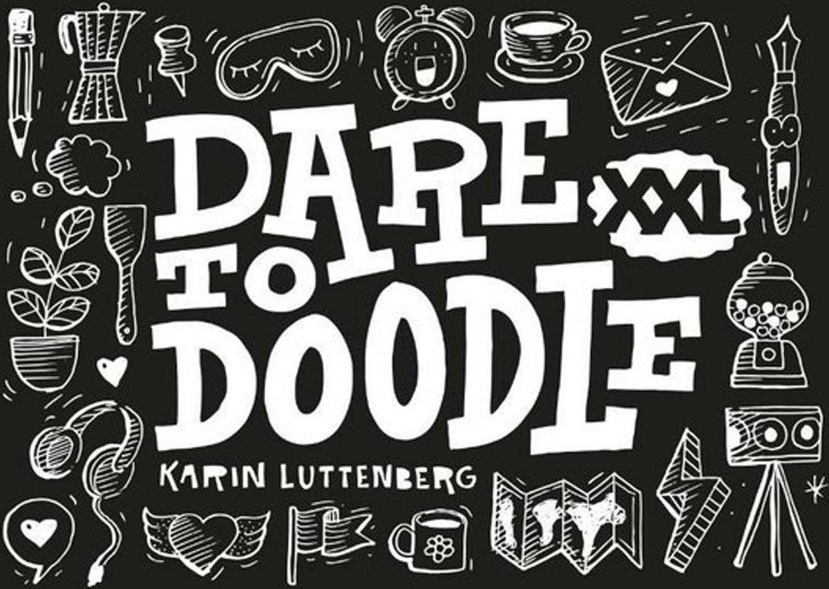Dare to Doodle XXL + Doodle / Handlettering / Teken Papier A5, Wire-O gebonden. Kleur omslag: Zwart