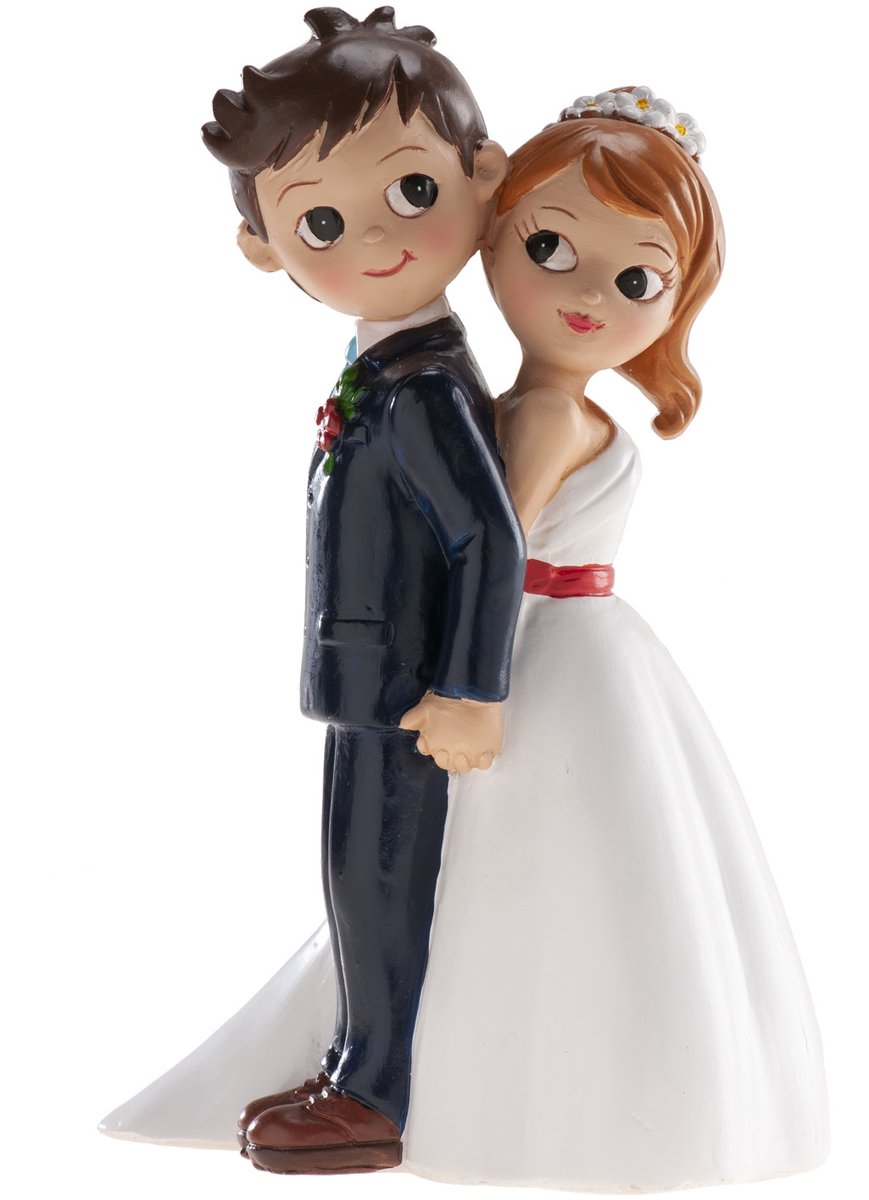 Bruidspaartje rug tegen rug